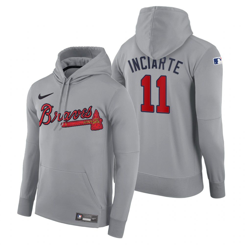 Men Atlanta Braves #11 Inciarte gray road hoodie 2021 MLB Nike Jerseys